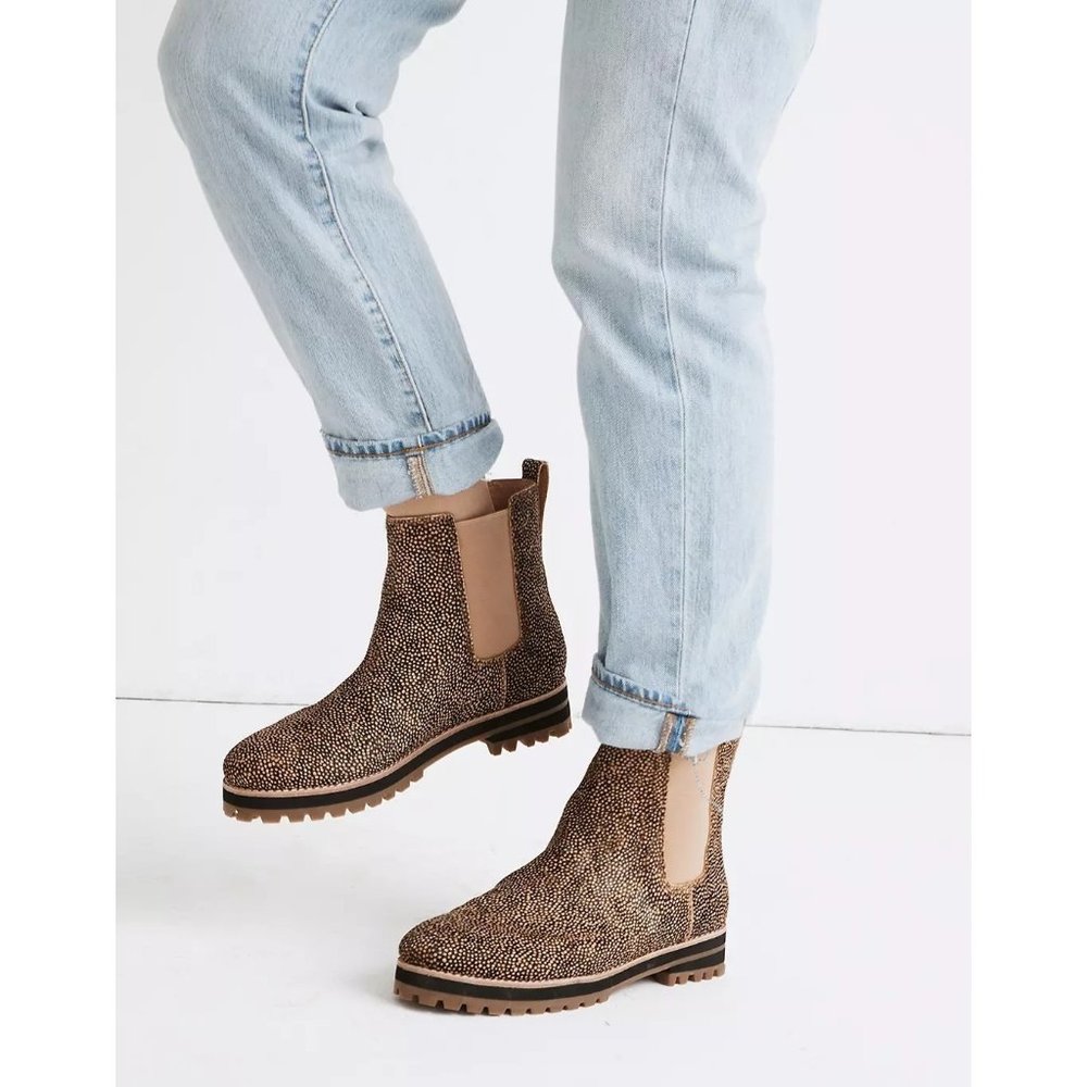 MADEWELL Ivy Chelsea Boot in Mini Dot Calf Hair Size 5